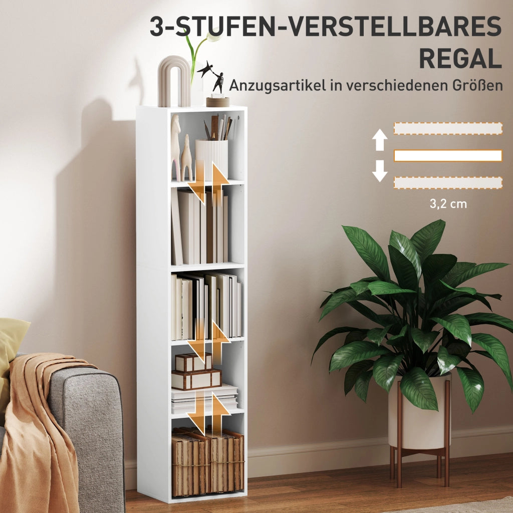 Libreria con 5 ripiani regolabili in legno ¨C Minimal ¨C Bianco 30x24x133,5 cm