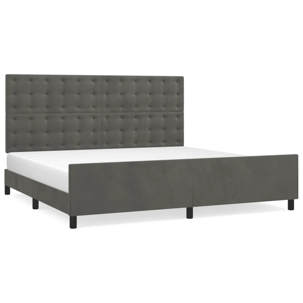 Giroletto senza Materasso-Struttura Letto Grigio Scuro 200x200 cm Velluto 537973