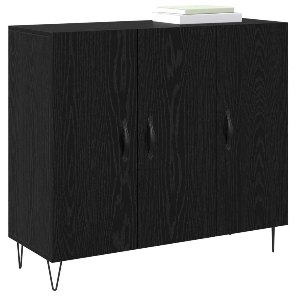 Credenza | Madia | Buffet da pranzo | Armadio da pranzo Rovere Nero 90 x 32,5 x 80 cm Legno multistrato