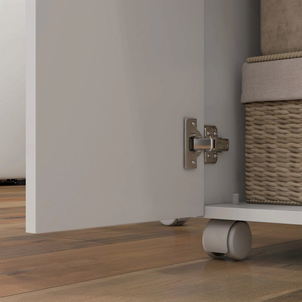 Tavolo Rettangolare Allungabile con Armadietto e Cassetti 140x76x74 cm Bianco e Color Legno