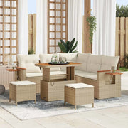Set Divano da Giardino 9 pcs Beige e Crema polyrattan