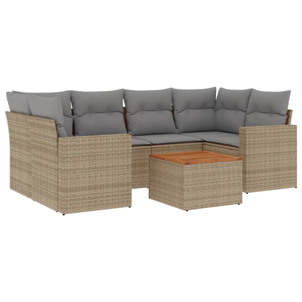 Set Divano da Giardino 7 pz con Cuscini Beige Misto Polyrattan 3256353