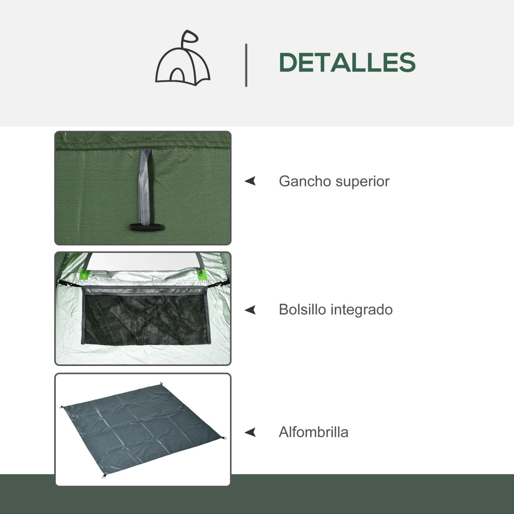 Tenda Doccia Campeggio Portatile ¨C Xylo ¨C Verde Oliva con Tasca e Borsa Trasporto UV 20+ 126x124x189cm