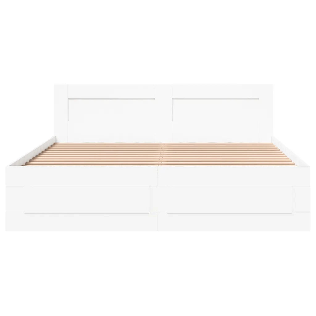 Giroletto con Testiera-Struttura Letto con testiera Bianco 150x200 cm in Legno Multistrato 657681