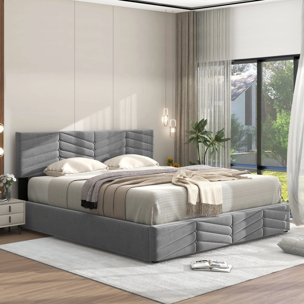 letto imbottito velluto grigio 140 x 200 cm