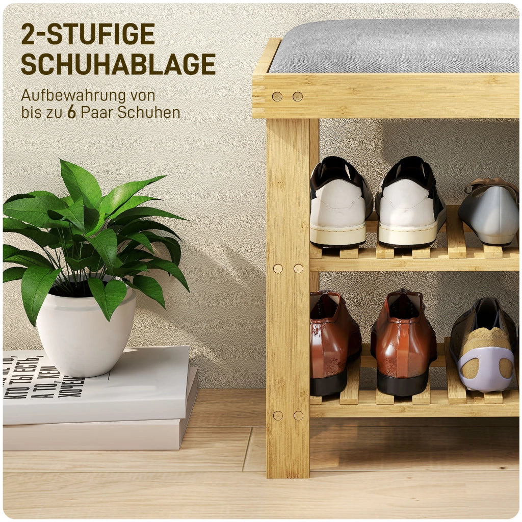 Panca portascarpe con seduta ¨C Xylo ¨C bamb¨´ grigio 60x29x49 cm