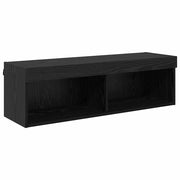 Mobile TV moderno a parete con illuminazione a LED 100 x 30 x 30 cm realizzato in legno composito di rovere nero 02_0052831