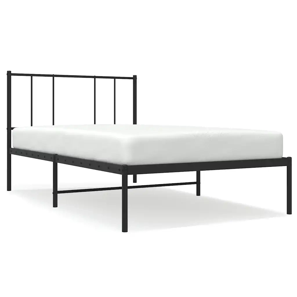 Giroletto con Testiera-Struttura Letto con testiera in Metallo Nero 100x190 cm 373106