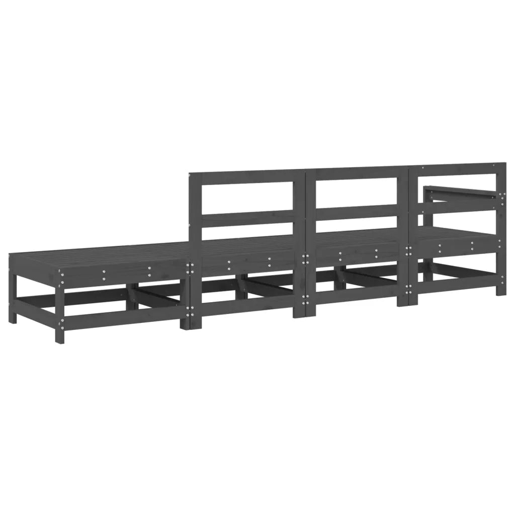 Set Salotto da Giardino 4 pz | Set di Mobili da Esterno Grigio in Legno Massello di Pino