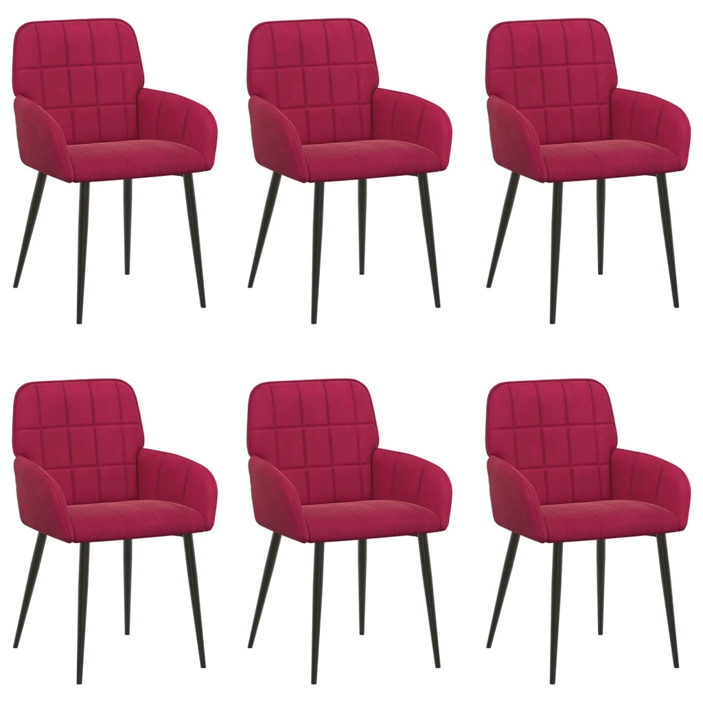 Sedie da pranzo 6 pcs Velluto (V) Rosso Vino 56,5 x 50 x 86 cm 3428179