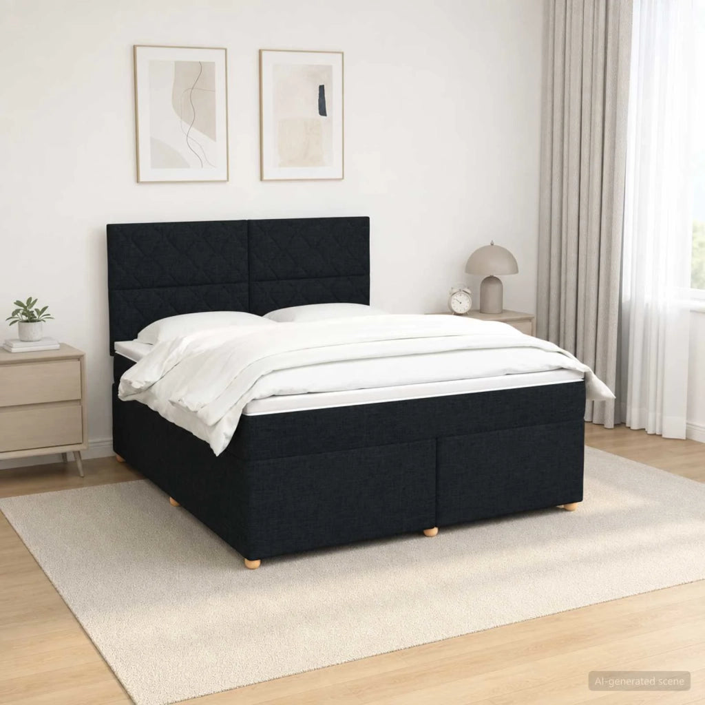 Letto box spring con materasso Nero 180 x 200 cm Tessuto 3455415