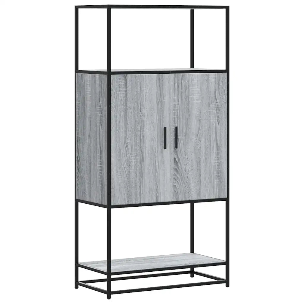 Credenza | Madia | Buffet da pranzo | Armadio da pranzo Grigio Sonoma 68x35x139 cm Legno Multistrato Metallo