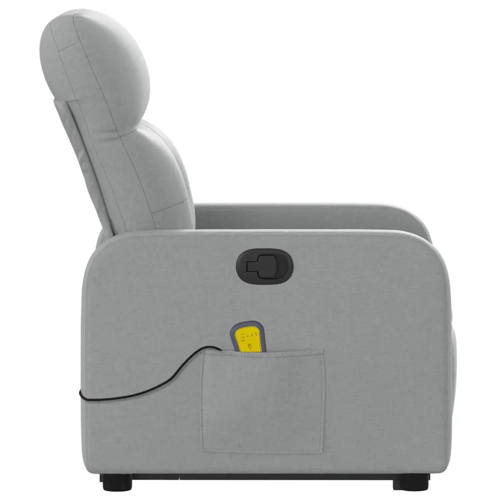 Poltrona Alzapersona Massaggi Reclinabile Grigio Chiaro Tessuto 3206804