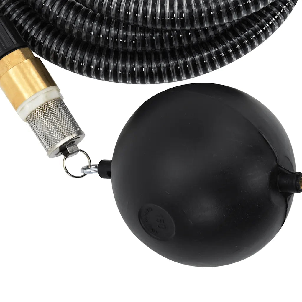 Tubo di Aspirazione con Raccordi in Ottone Nero 1,1" 7 m PVC 151061