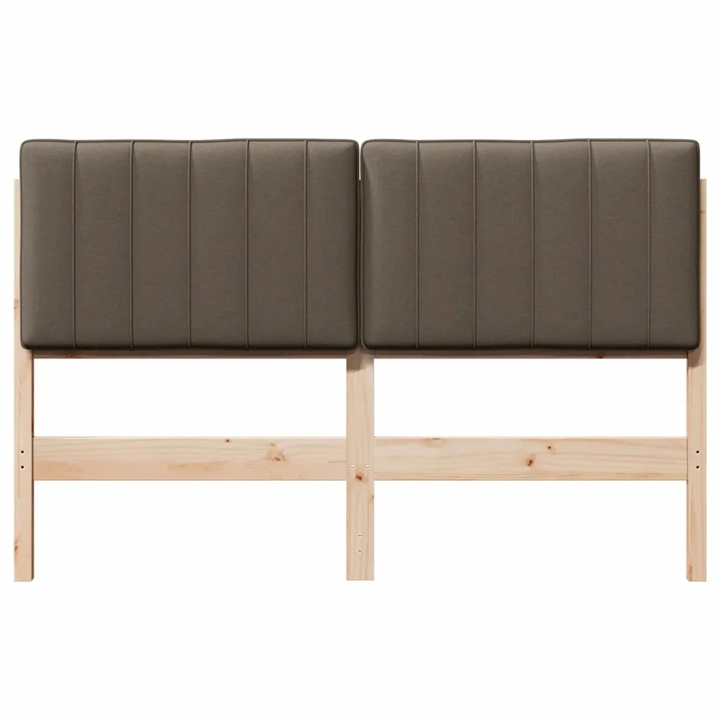 Testiera | Testata imbottita Marrone e taupe 140 cm Pino massello
