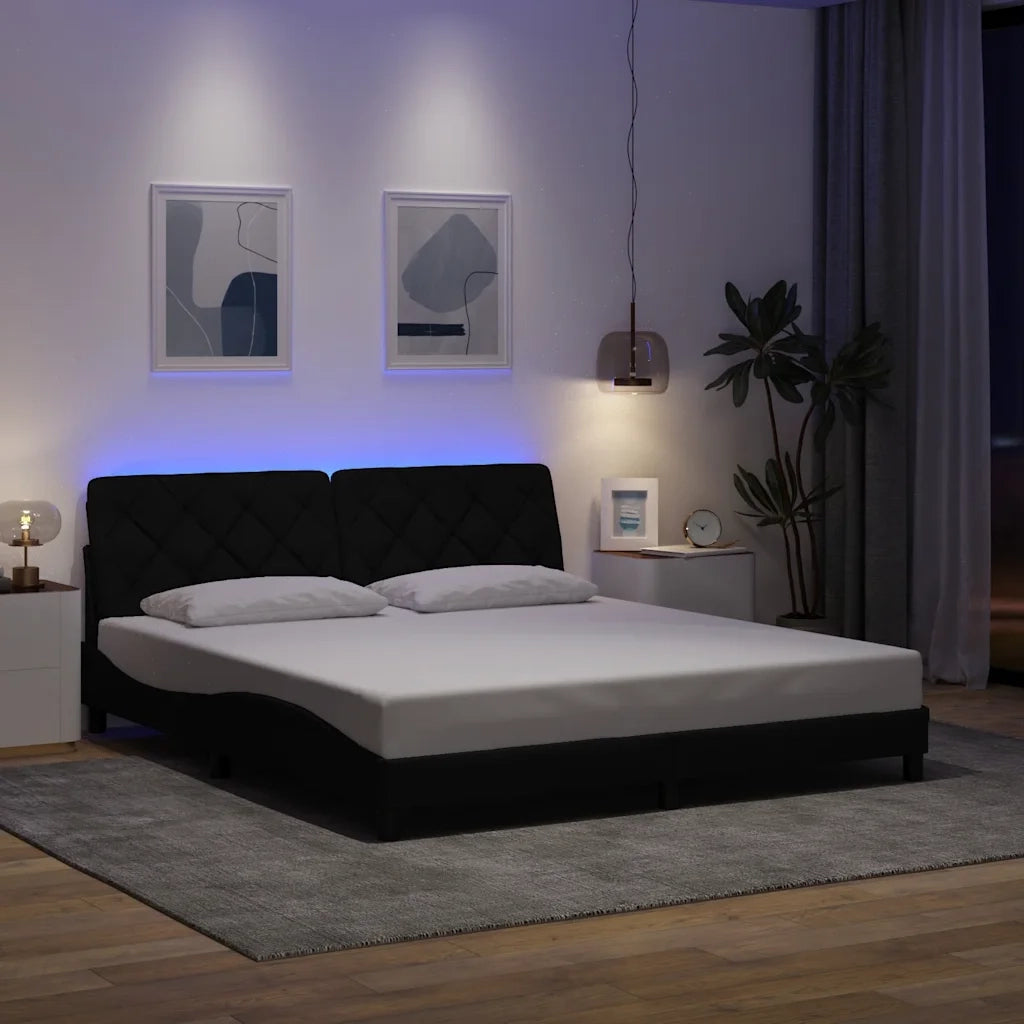 Giroletto con LED senza Materasso Nero 180x200 cm in Tessuto 3310687