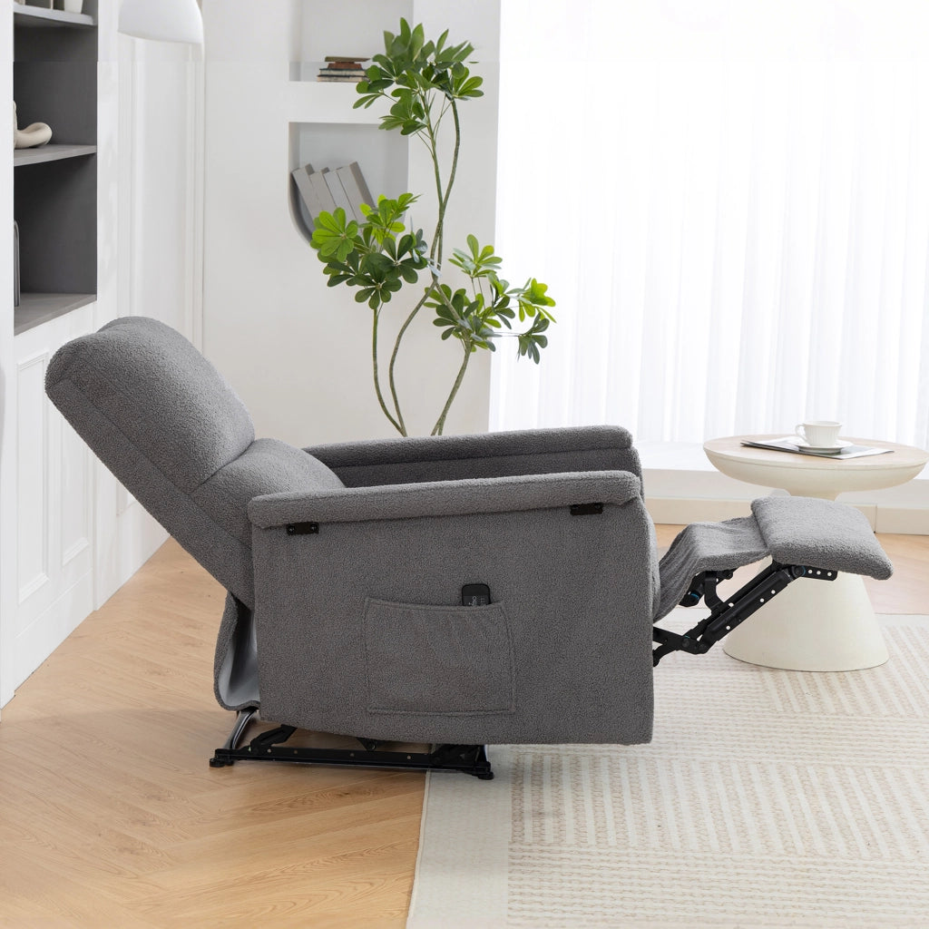 Poltrona relax reclinabile massaggiante ¨C Xylo ¨C tessuto grigio con poggiapiedi 69x84x99cm