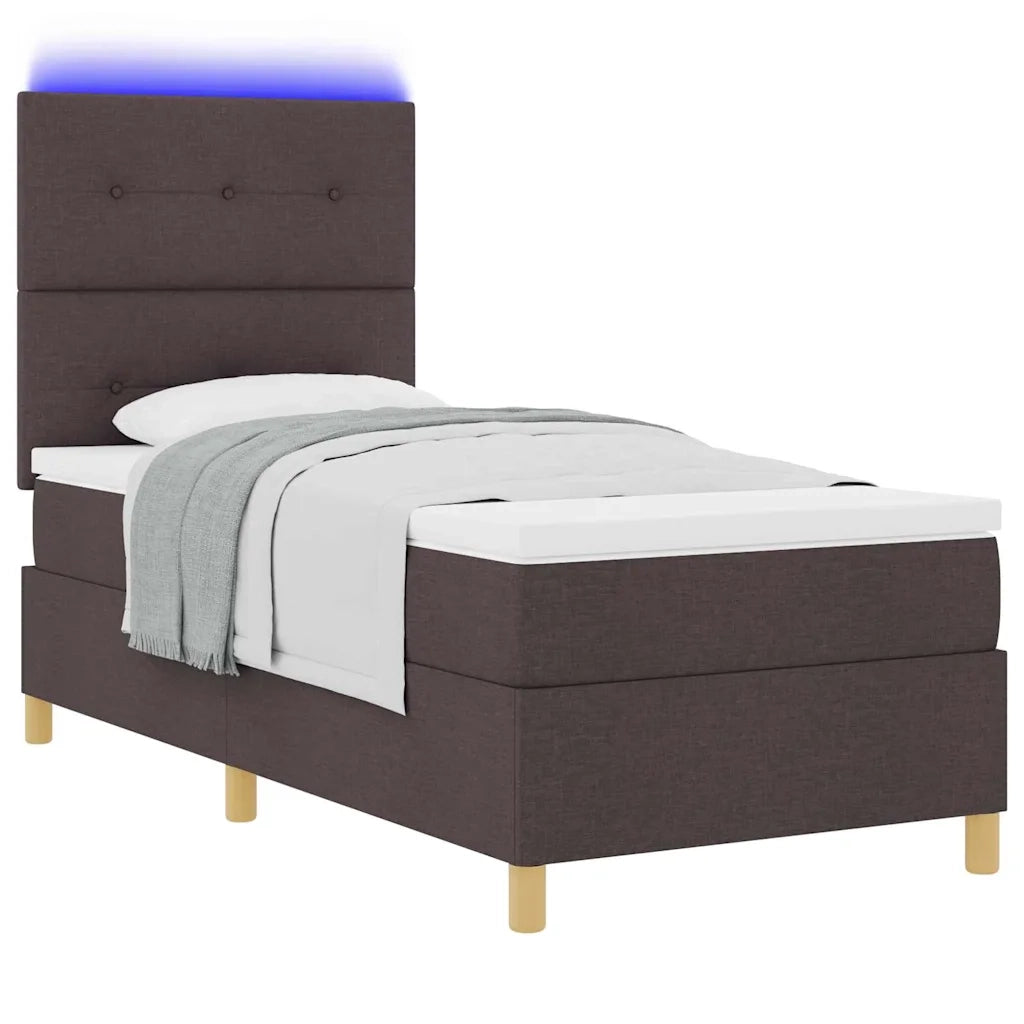 Letto a Sorgente LED Marrone Scuro 80 x 200 cm Tessuto
