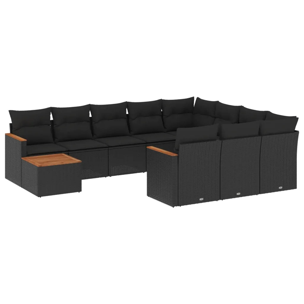Set Divani da Giardino 11 pz con Cuscini in Polyrattan Nero 3226363