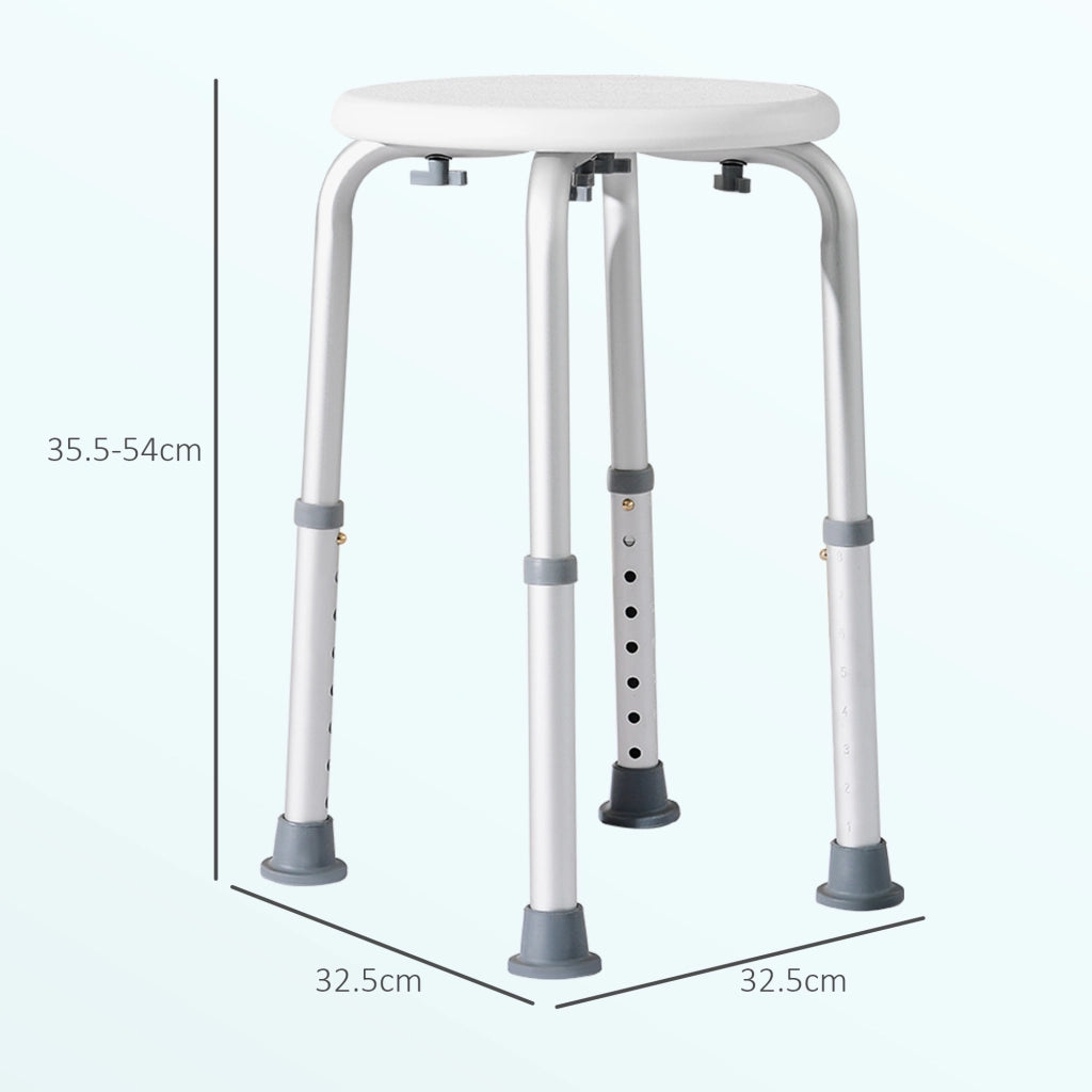 Sgabello da Doccia Girevole ¨C Xylo ¨C Alluminio Regolabile 8 Livelli Antiscivolo Bianco