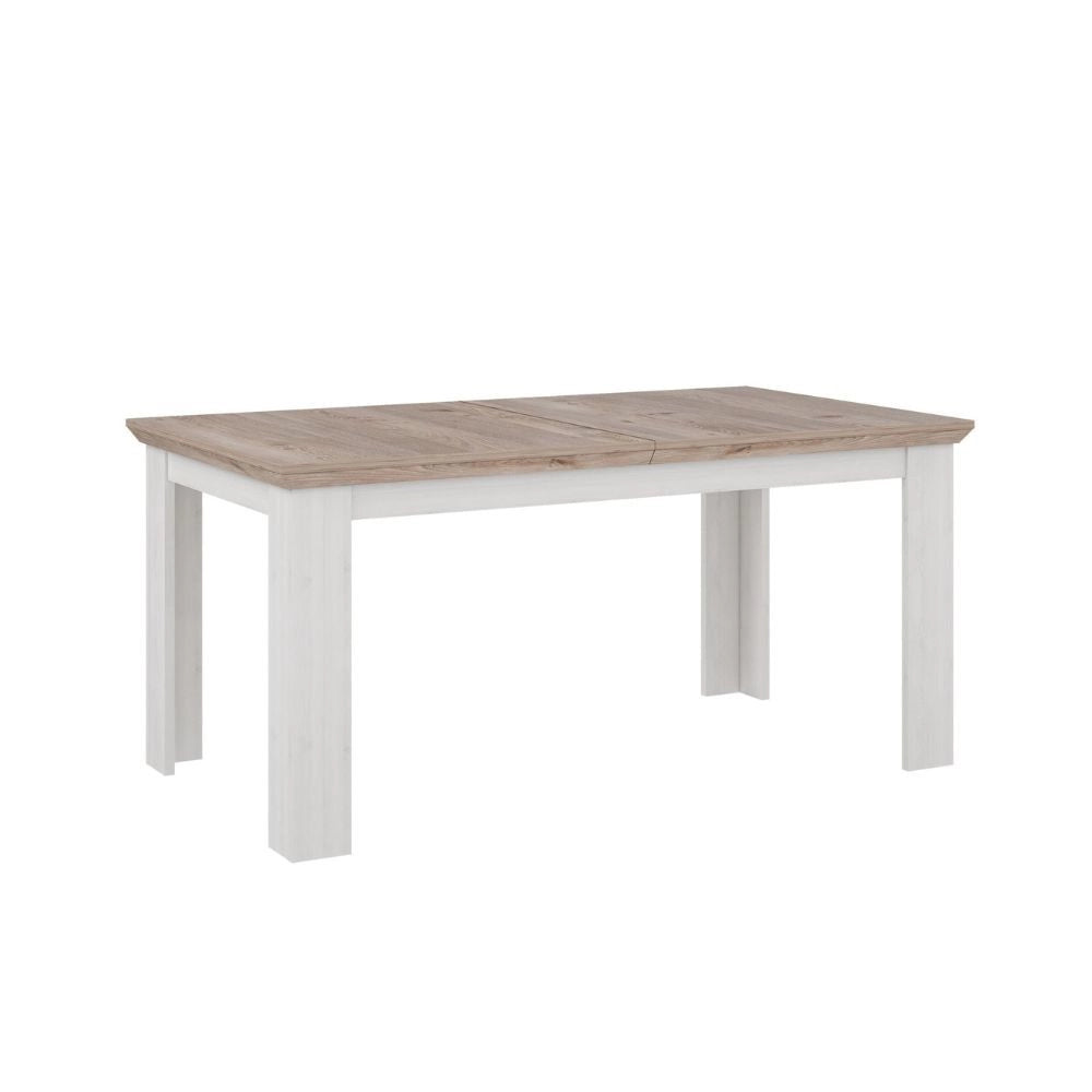 Tavolo Allungabile Forma Rovere e Bianco da 160 a 206 cm con Gambe Squadrate