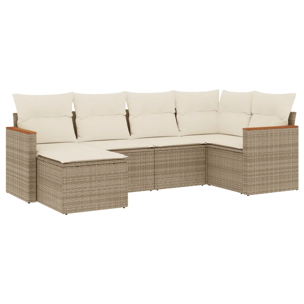 Set Divano da Giardino 6 pz con Cuscini Beige in Polyrattan 3226177
