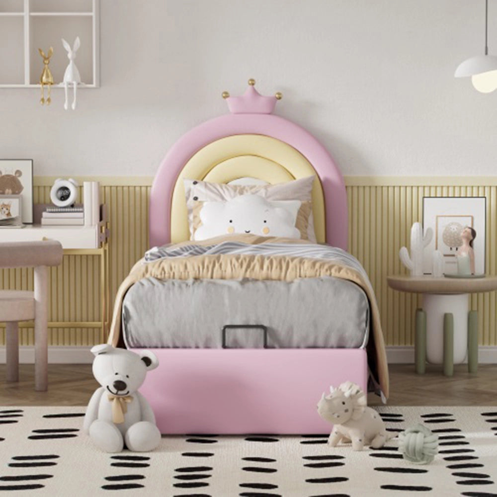 Letto a baldacchino per bambini - Xylo - 90x200 cm - Rosa - Testiera regolabile in altezza