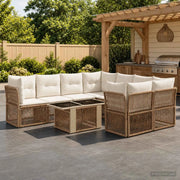 Set Divano da Giardino 9 pz Beige polyrattan 3436431
