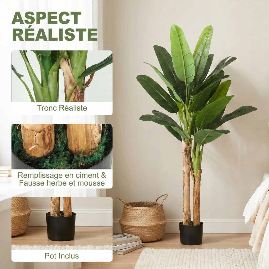 2 piante artificiali banano in vaso ¨C Minimal ¨C verde 150 cm