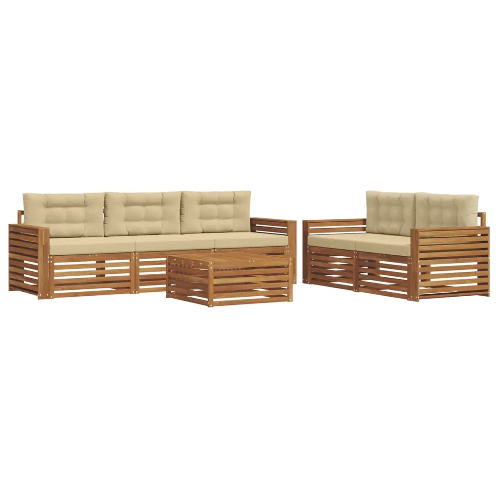 Set di divani da esterno con cuscino 6 pcs Naturale e Beige 3373028