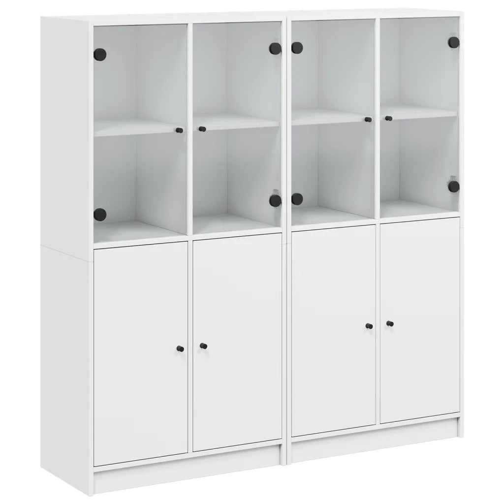 Libreria con Ante Bianca 136x37x142 cm in Legno Multistrato 616516
