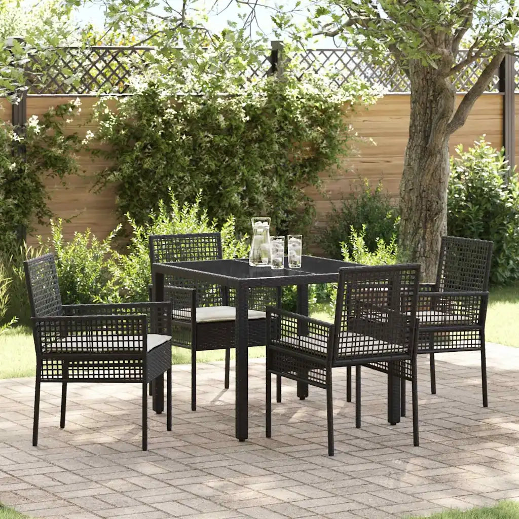 Set da Pranzo per Giardino 5 pcs Nero polyrattan 3334856