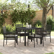 Set da Pranzo per Giardino 5 pcs Nero polyrattan 3334856