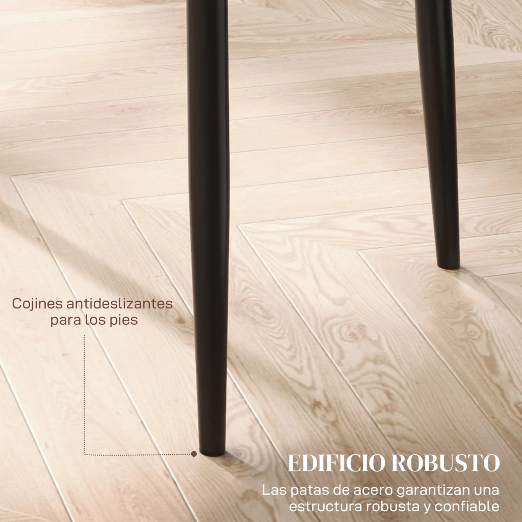 Set 6 Sedie da Pranzo Imbottite - Xylo - Similpelle Nero, Schienale Alto, Gambe Metallo 41x50x97cm