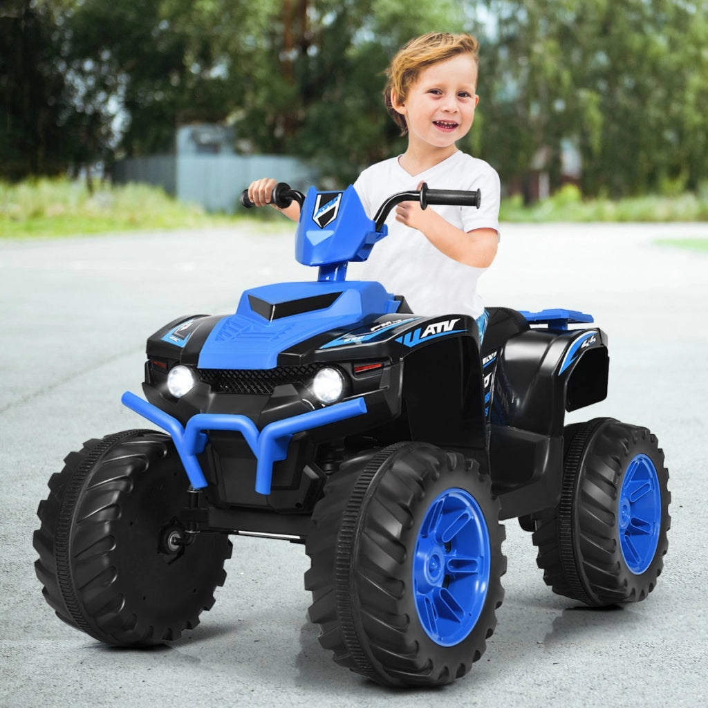 Quad elettrico ATV 12 V per bambini con musica e luci LED, Quad a batteria con sedile comodo 104x67x74cm Blu-Macchinine giocattoli