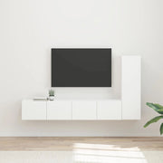 Set mobile TV Montaggio a parete 3 pcs Bianco Legno multistrato