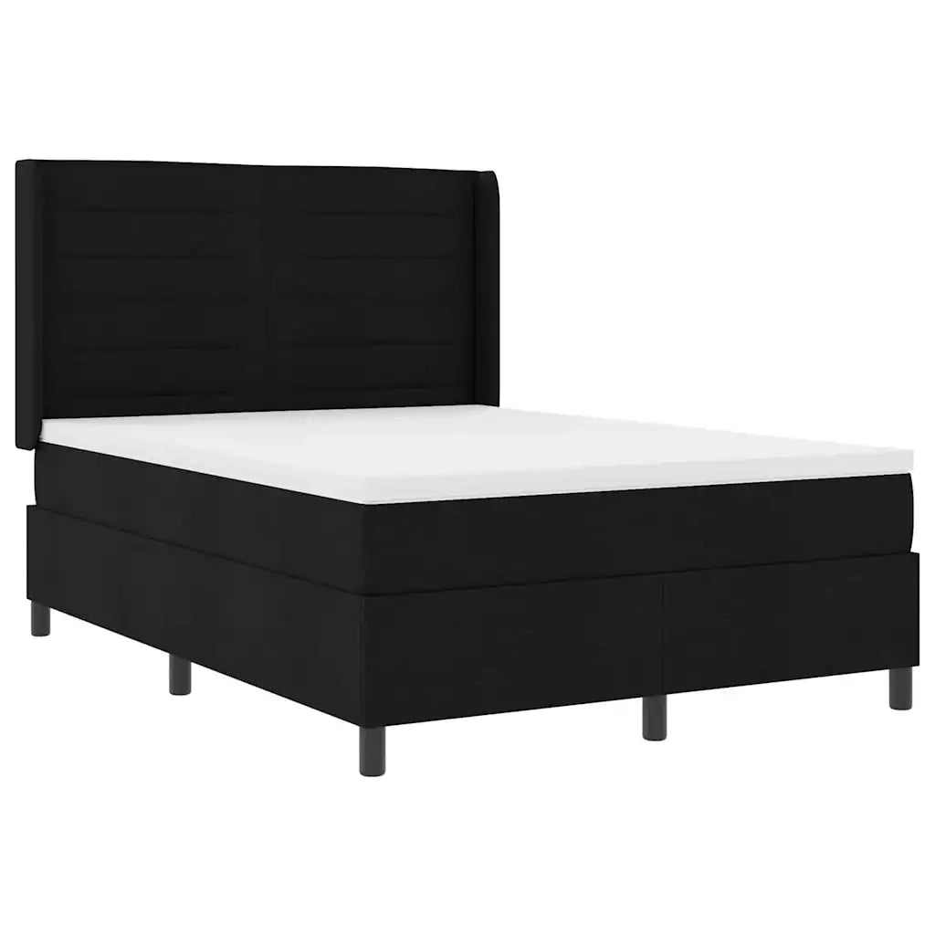 Letto a Sorgente LED con materasso Nero 140 x 190 cm Tessuto