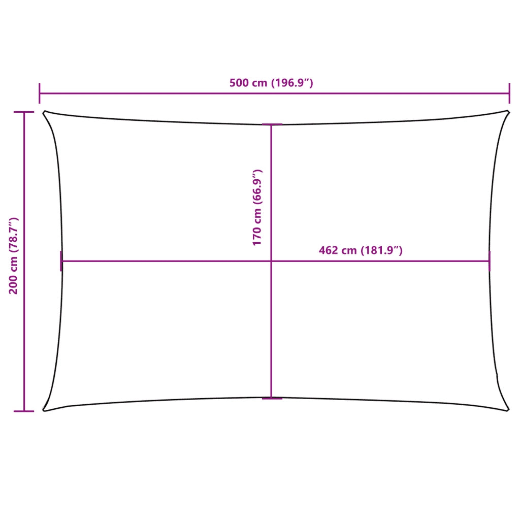 Parasole a Vela Oxford Rettangolare 2x5 m Nero 135754