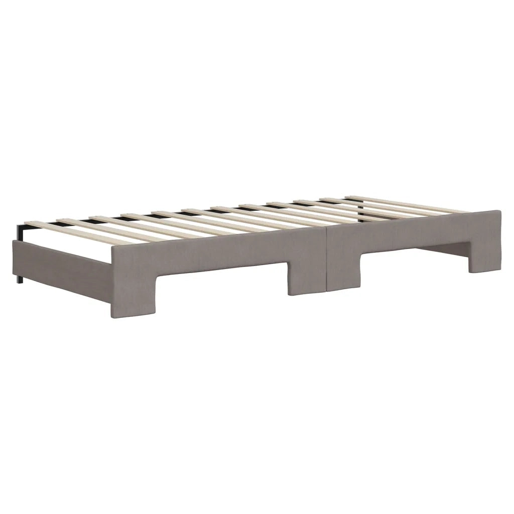 Divano Letto Estraibile con Materassi Tortora 90x200 cm Tessuto 3197447