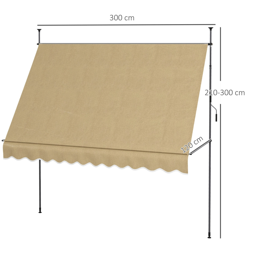 Toldo Retrattile Manuale con Manovella ¨C Minimal ¨C Beige 300x120x210-300 cm