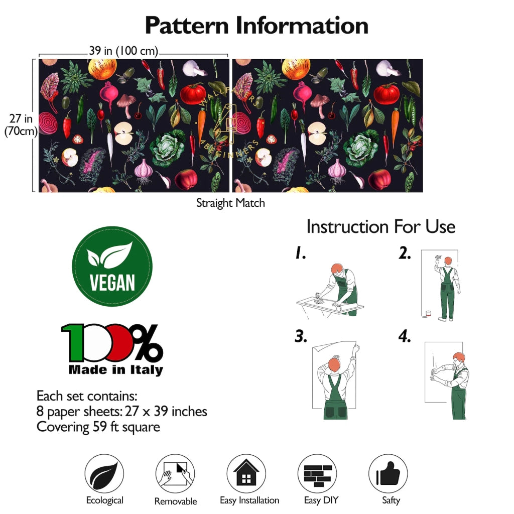 Carta da Parati Cucina Carta Vegana 250x200cm 5,5mq 