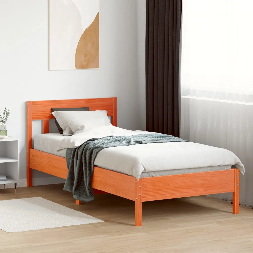 Letto senza Materasso-Struttura Letto Marrone Cera 90x200 cm Legno di Pino 493282