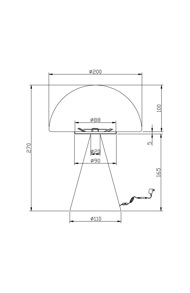 Lampada da Tavolo Blip LED 7W con Regolazione al Tocco e Tecnologia CCT 2700K-4000K, Struttura in Metallo e Vetro Soffiato, Colore Nero - Blip