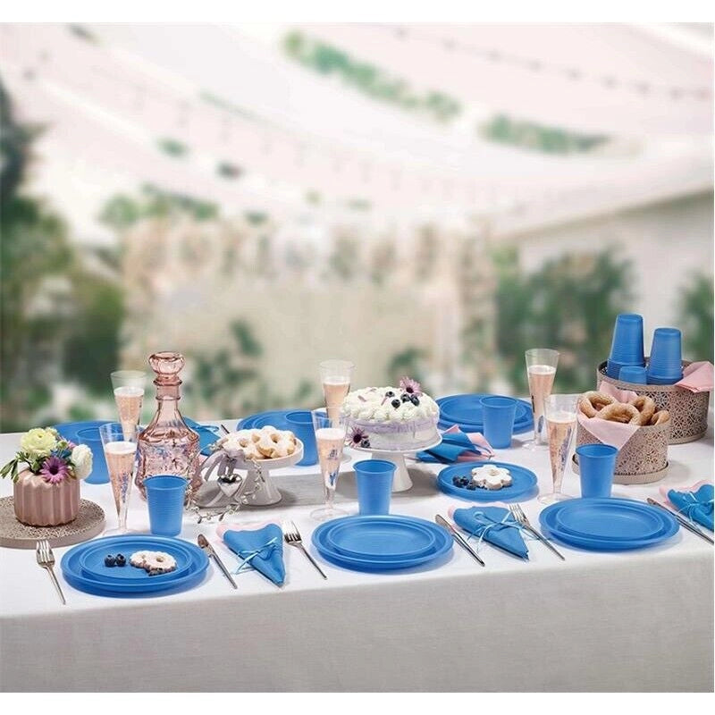 MAURY'S BIOPLASTIC PIATTI DESSERT DIAMETRO 17 CM 20 PEZZI IN COLORAZIONE AZZURRA
