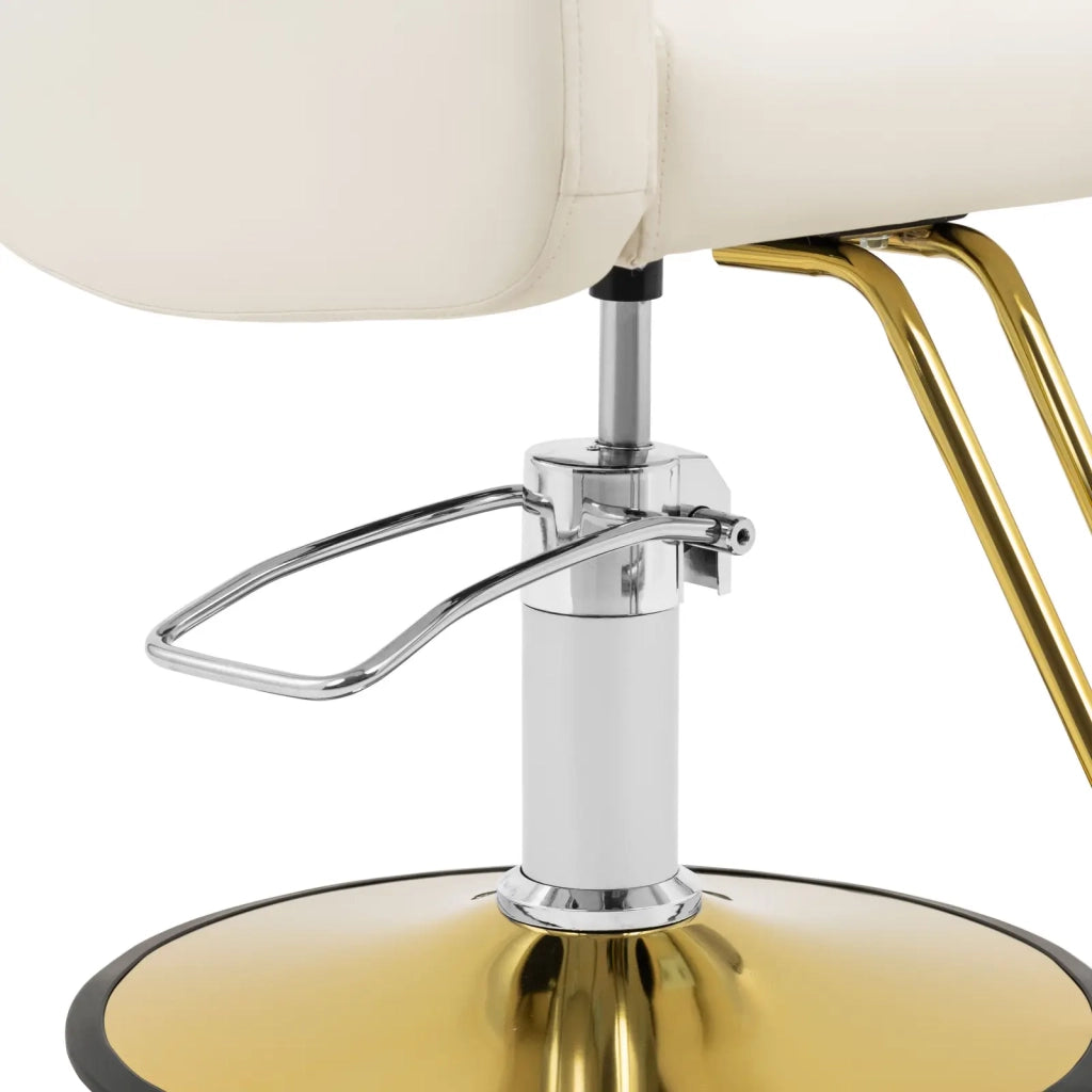 Poltrona professionale da parrucchiere con poggiapiedi 180 kg PVC acciaio crema 14_0008945