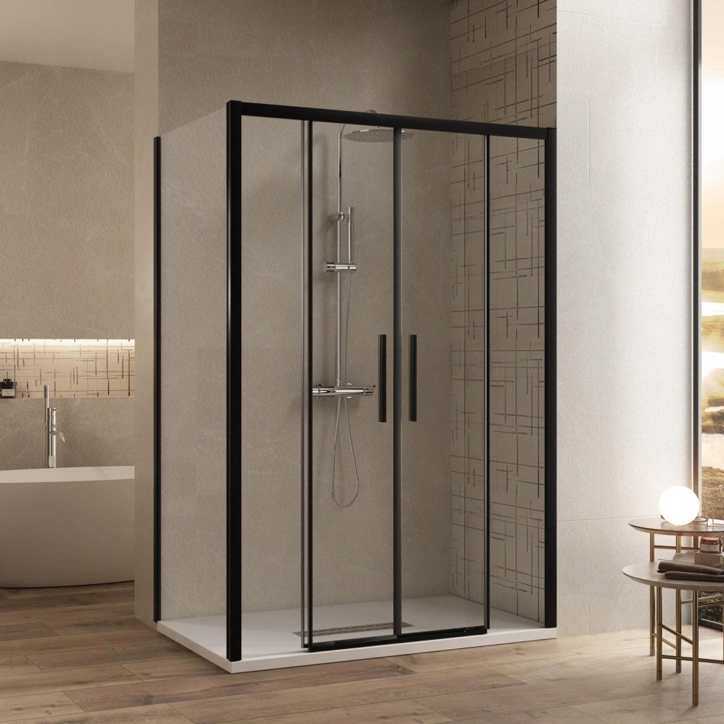 Box Doccia Angolare 80x140 cm 2 Ante Scorrevoli in Cristallo Trasparente 6mm H195 Bonussi Eliane