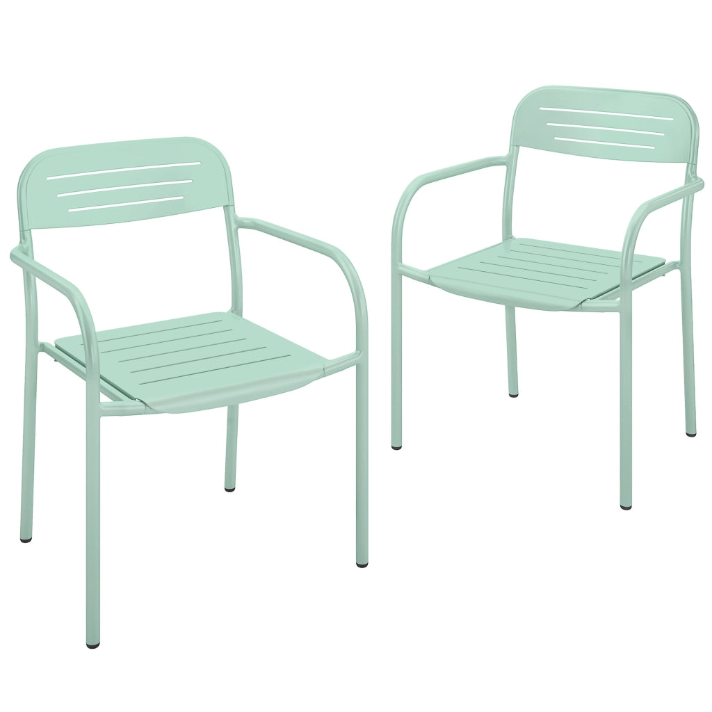 Set 2 Sedie da Giardino Impilabili ¨C Xylo ¨C Verde con Braccioli 56x58x78cm