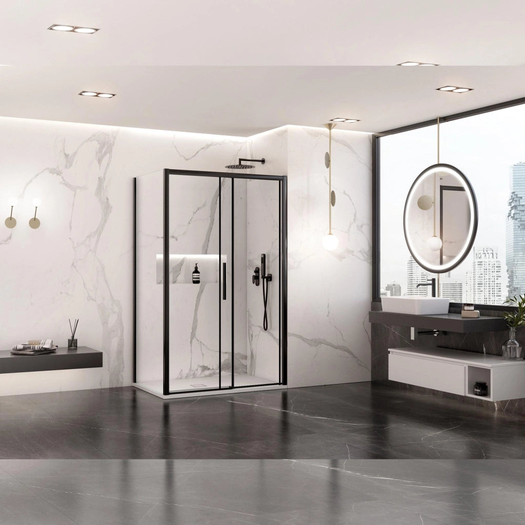 Box Doccia Angolare 80x120 cm 1 Anta Scorrevoe in Cristallo Trasparente 6mm H195 Bonussi Eliane