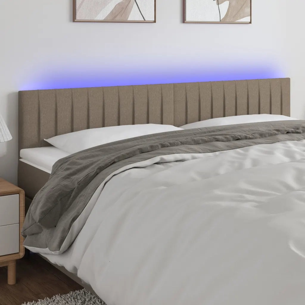 Testiera | Testata a LED Tortora 200x5x78/88 cm in Tessuto
