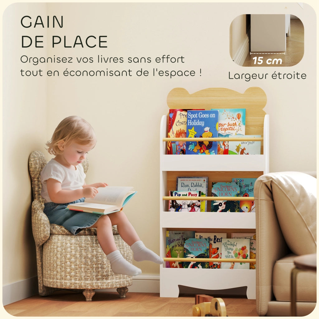 Libreria bambini 3 ripiani legno naturale ¨C Xylo ¨C cameretta stoccaggio libri
